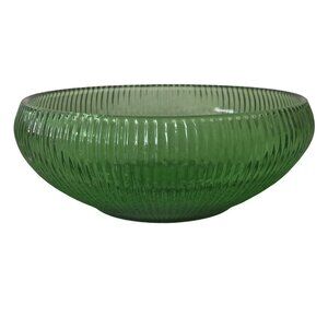 E O Brody Co Emerald Green Ribbed Cleveland OH USA Glass Bowl Vintage